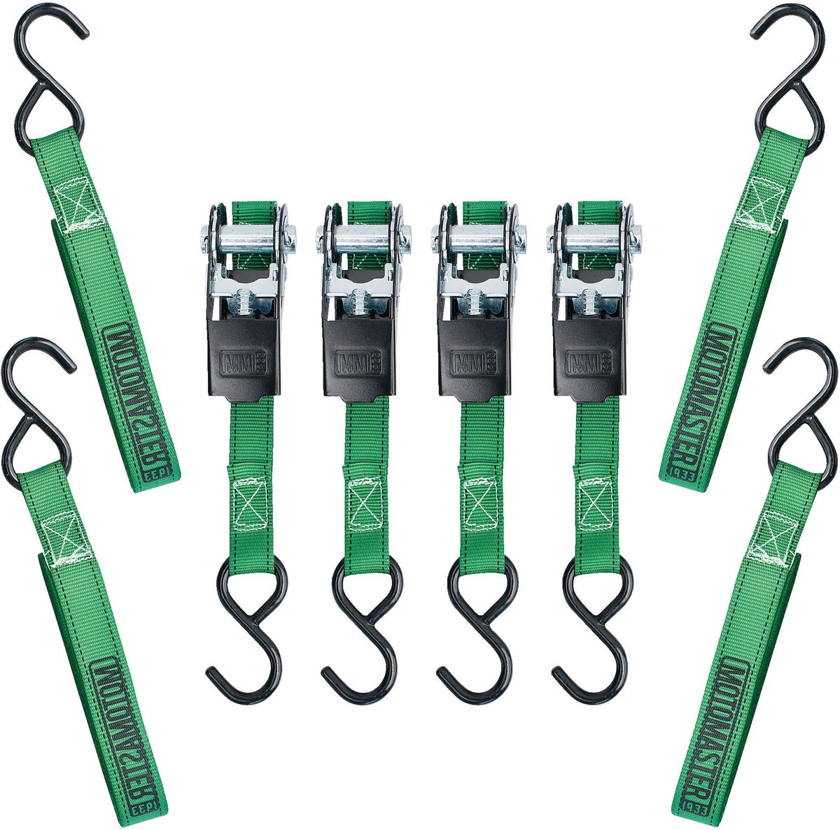 MotoMaster 900-lb Ratchet Tie-Down Straps, Non-Padded, 1-in x 10-ft, 4-pk