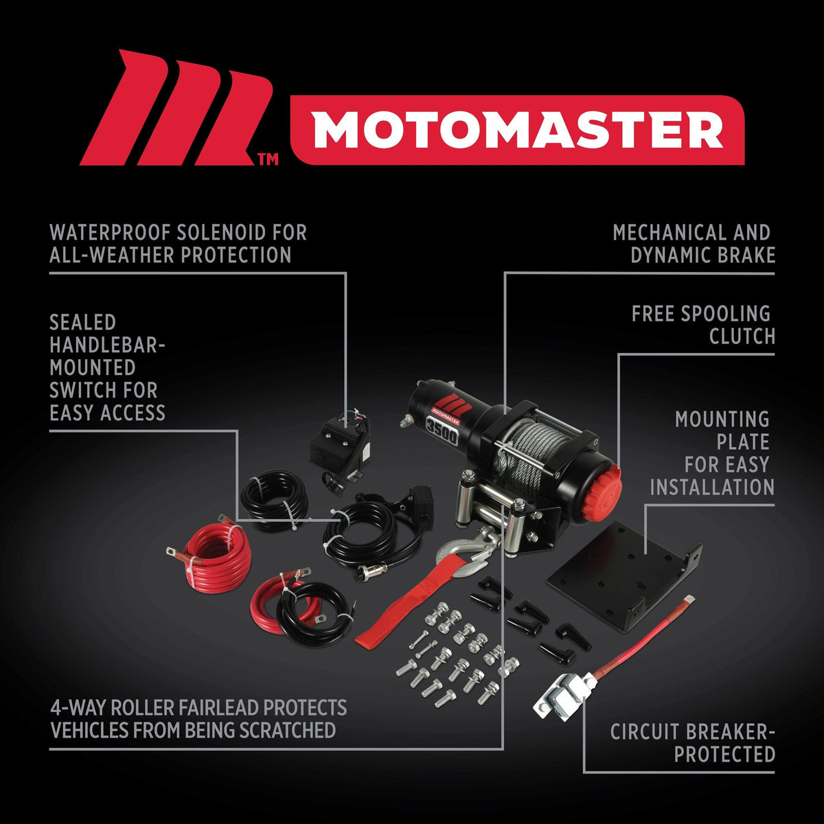 MotoMaster Steel ATV Winch, 3500-lb