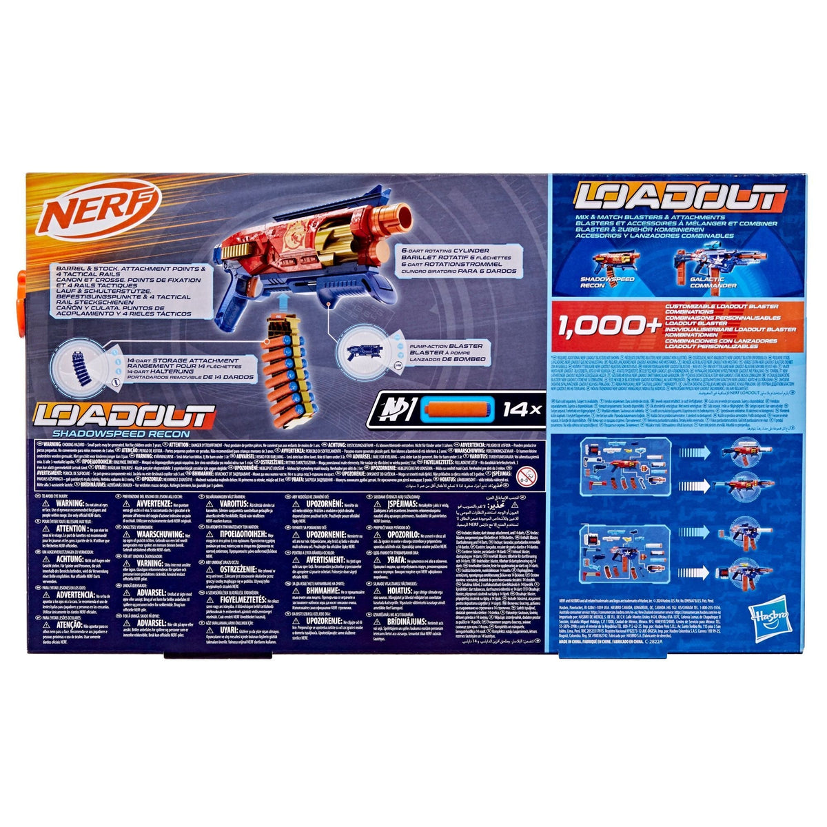NERF Loadout Shadowspeed Recon Dart Blaster with Dart Storage Attachment and 14 N1 Darts