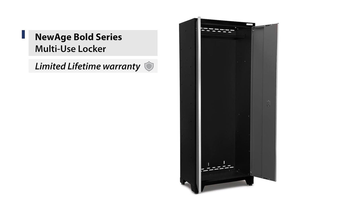 NewAge Bold 3.0 Series 24-Gauge Steel Multi-Use Locker, Fully-Welded, 800-lb Capacity, Black/Grey, 30-in