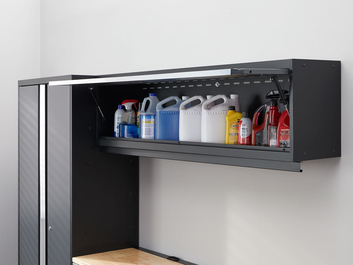 NewAge Bold 3.0 Series Lockable Steel Garage Cabinetry Set with Bamboo Top, Grey, 120-in x 18-in x 72-in, 5-pc