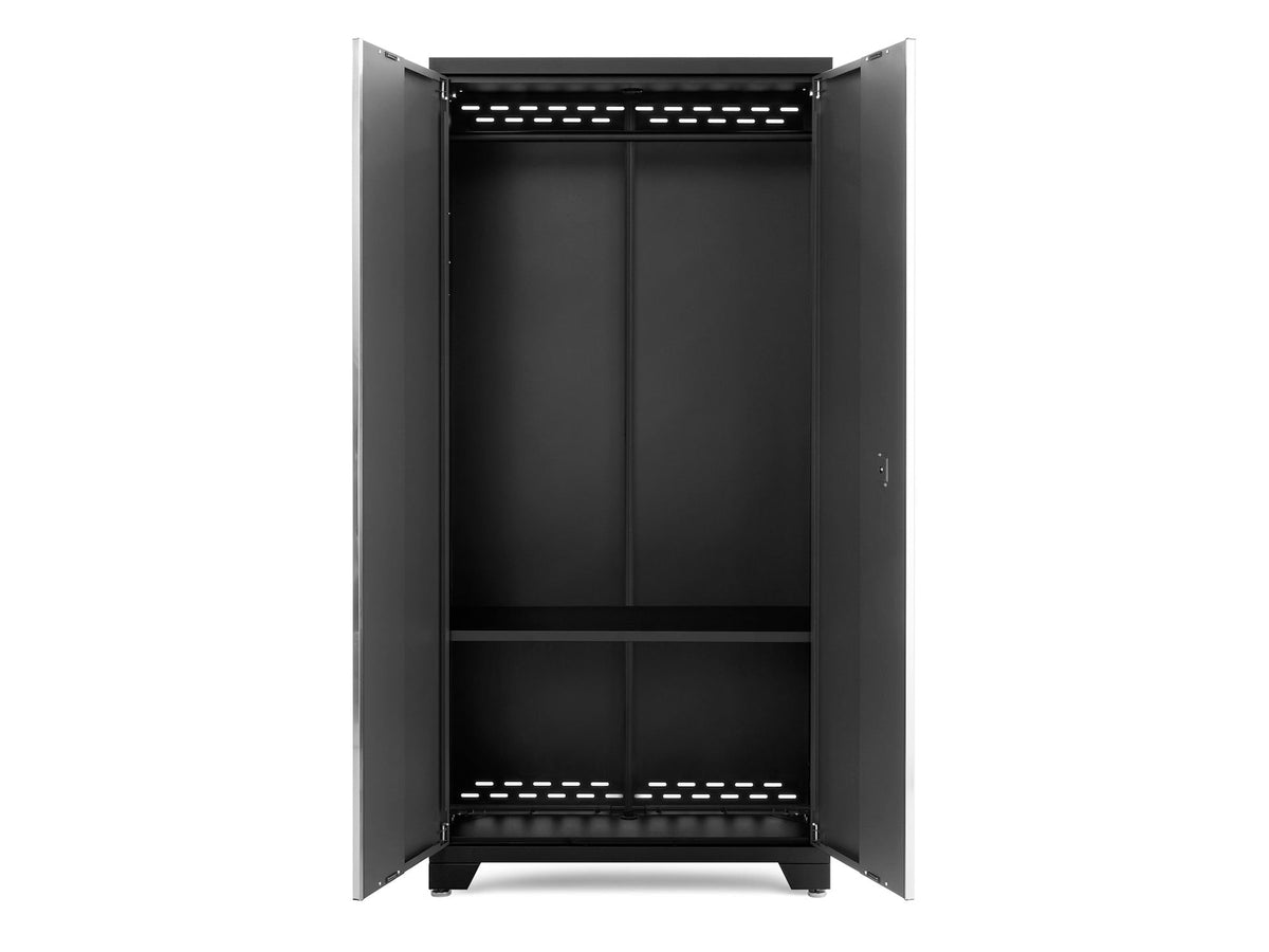 NewAge Bold Series Lockable 24-Gauge Steel RTA Storage Locker with 3 Shelves, Grey/Black, 36-in