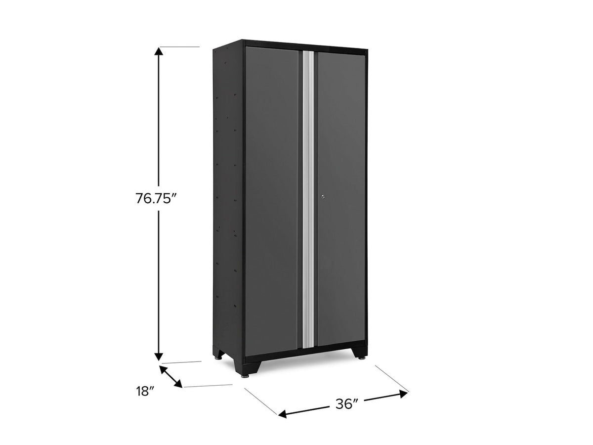 NewAge Bold Series Lockable 24-Gauge Steel RTA Storage Locker with 3 Shelves, Grey/Black, 36-in
