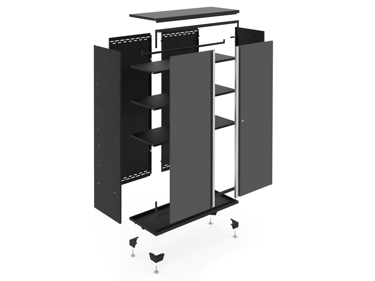 NewAge Bold Series Lockable 24-Gauge Steel RTA Storage Locker with 3 Shelves, Grey/Black, 42-in