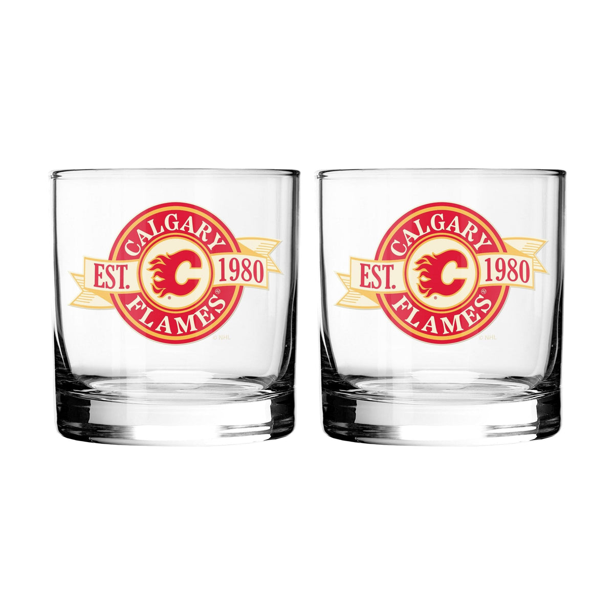 NHL Calgary Flames Hockey Rocks Glass, 2-pk