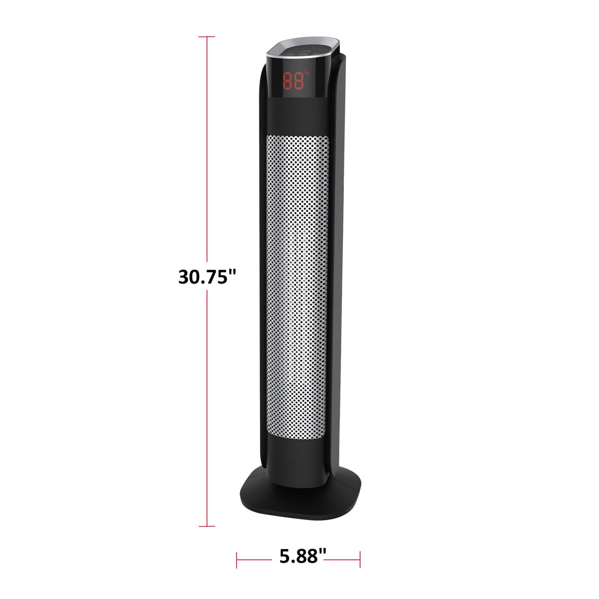 NOMA Oscillating Tower Ceramic Heater withRemote Control & Thermostat, 1500W, Black, 30-in