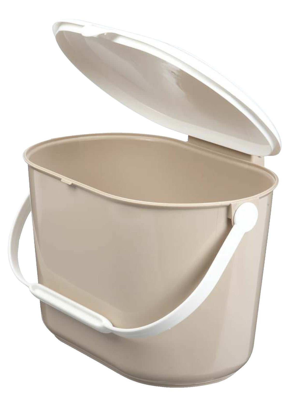 Orbis Plastic Compost Bin with Handle, White/Beige, 7-L