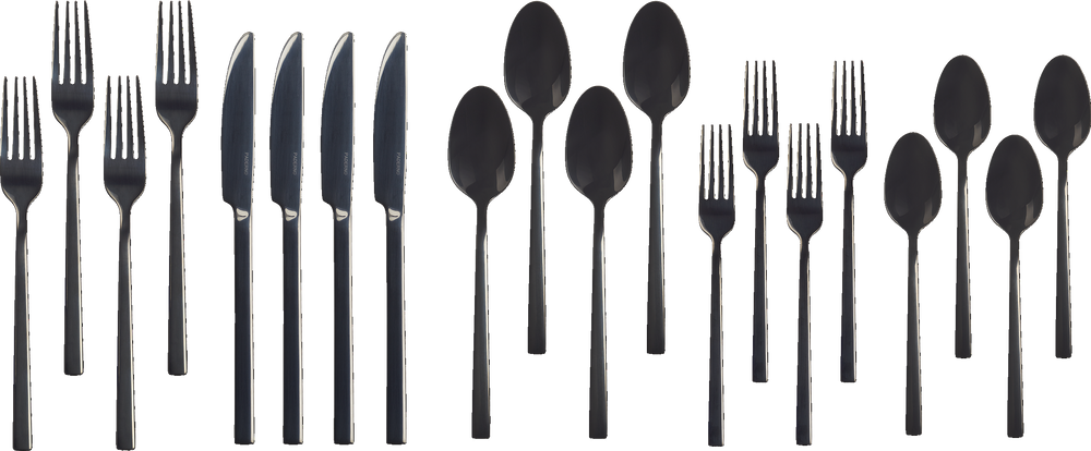 PADERNO Belvedere Stainless Steel Flatware Set, Serves 4, 20-pc, Black