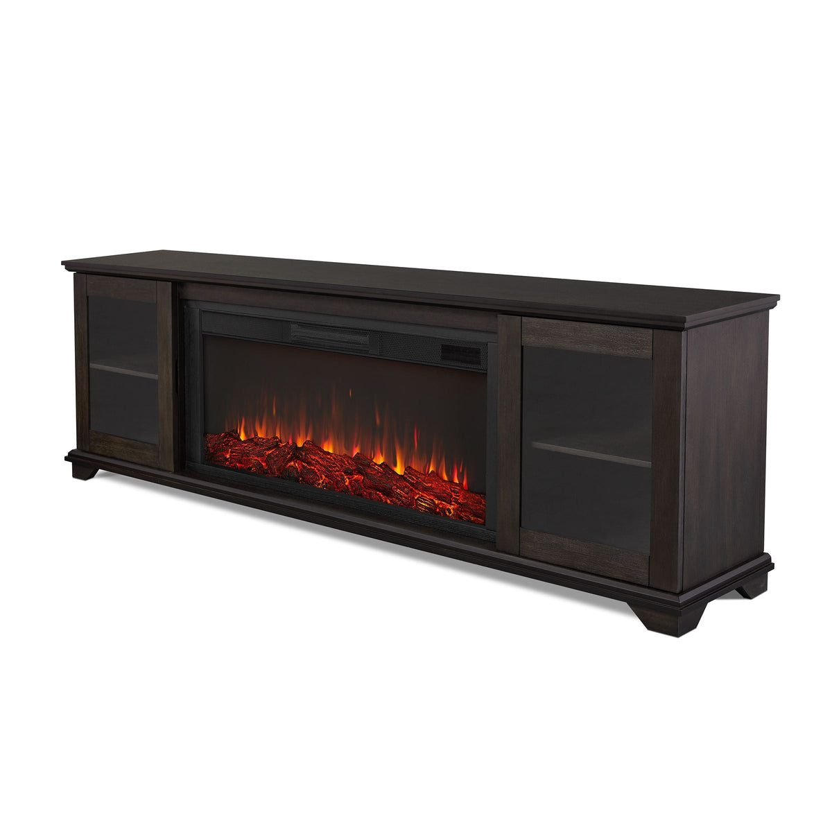 Real Flame Benjamin Landscape Electric Fireplace TV Stand, 81-in, 1500W, Includes Remote Control, Weathered Wood
