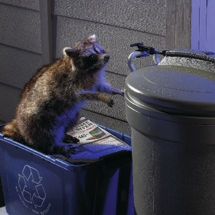Rubbermaid Plastic Circular Animal Stopper Garbage Can, Grey, 121-L