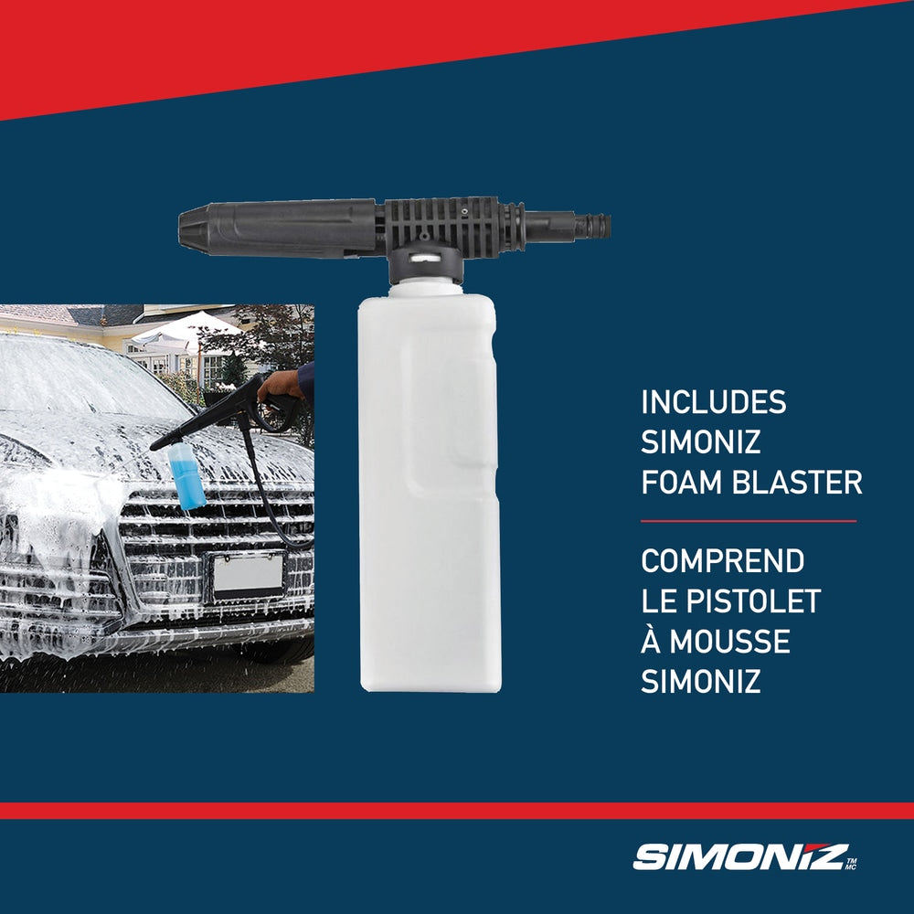 SIMONIZ 1650 PSI 1.8 GPM Corded Cold Water Electric Pressure Washer with Foam Blaster
