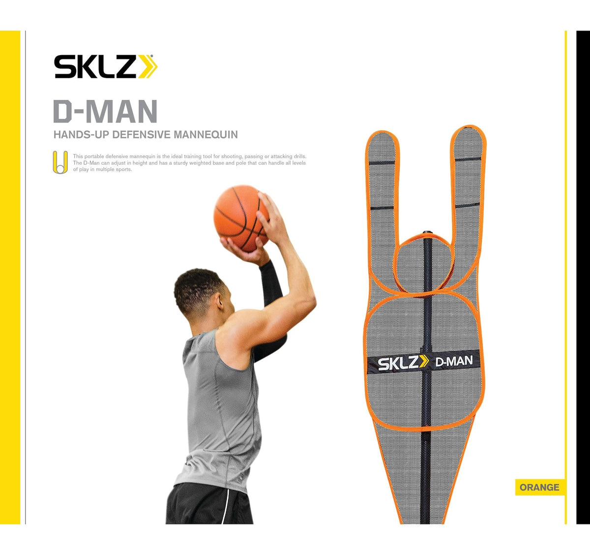 SKLZ D-Man Portable Height-Adjustable Hands-Up Defensive Mannequin, Basketball Training Aid