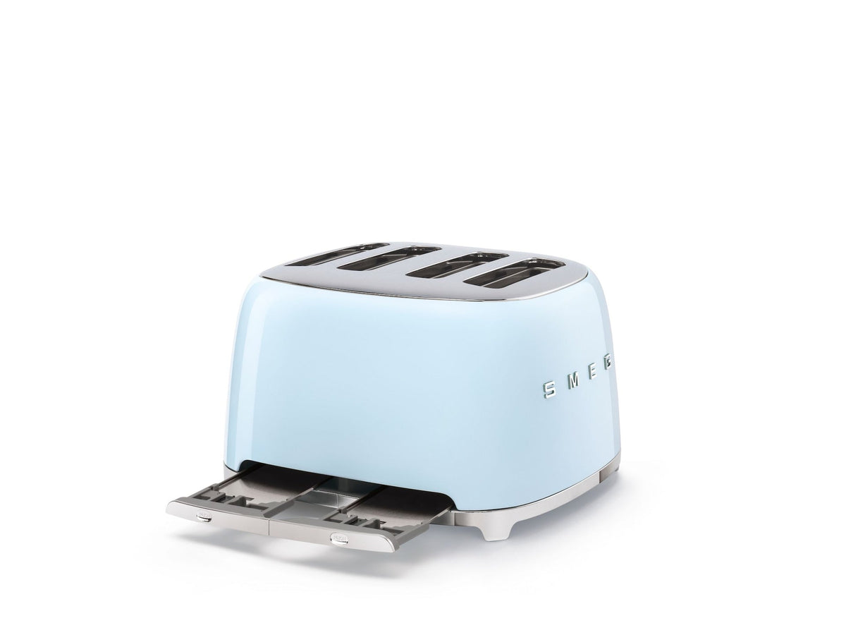 Smeg 50s Retro Style Wide Slot Pop-up Toaster, 4-Slice, Pastel Blue