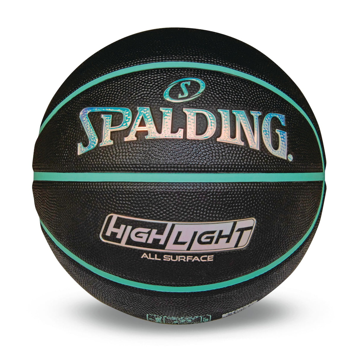 Spalding Highlight Foil Basketball, Black/Mint, Size 7