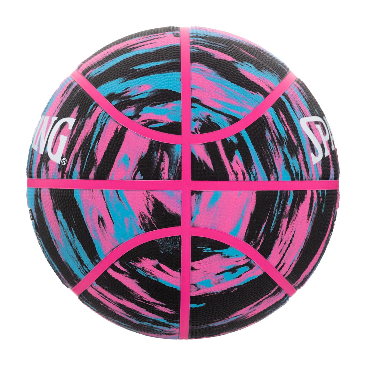 Spalding Marble Series 4Her Outdoor Rubber Basketball, Size 6 (28.5-in), Black/Pink,