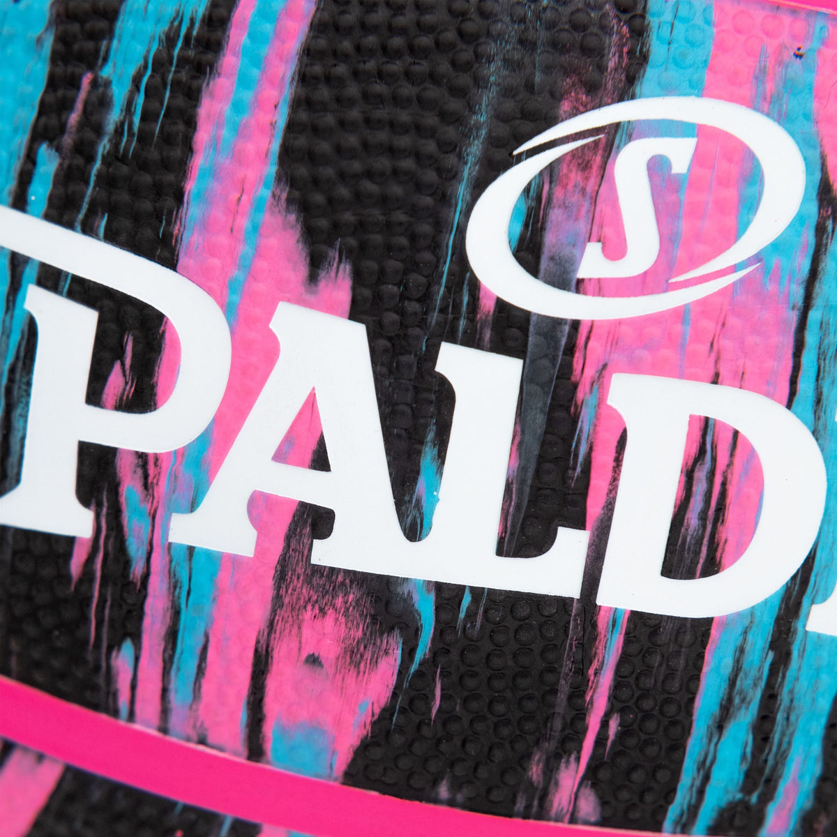 Spalding Marble Series 4Her Outdoor Rubber Basketball, Size 6 (28.5-in), Black/Pink,
