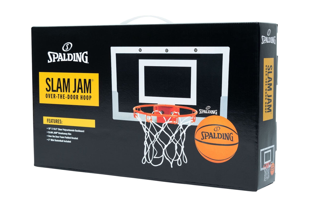 Spalding Slam Jam Indoor Over-the-Door Mounting Mini Basketball Hoop & Net with Ball