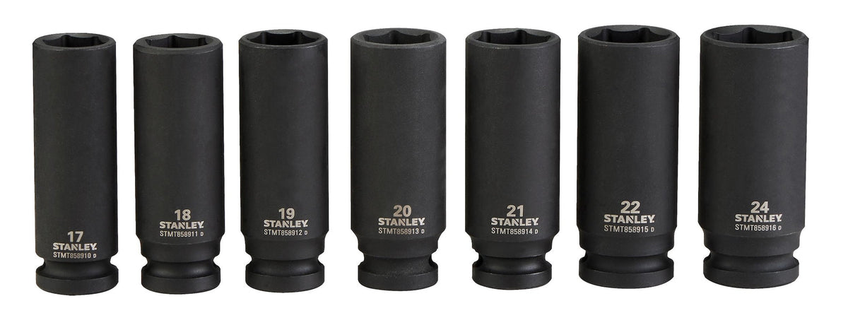 Stanley Pro 1/2-in Deep Impact Socket Set, Metric, 7-pc