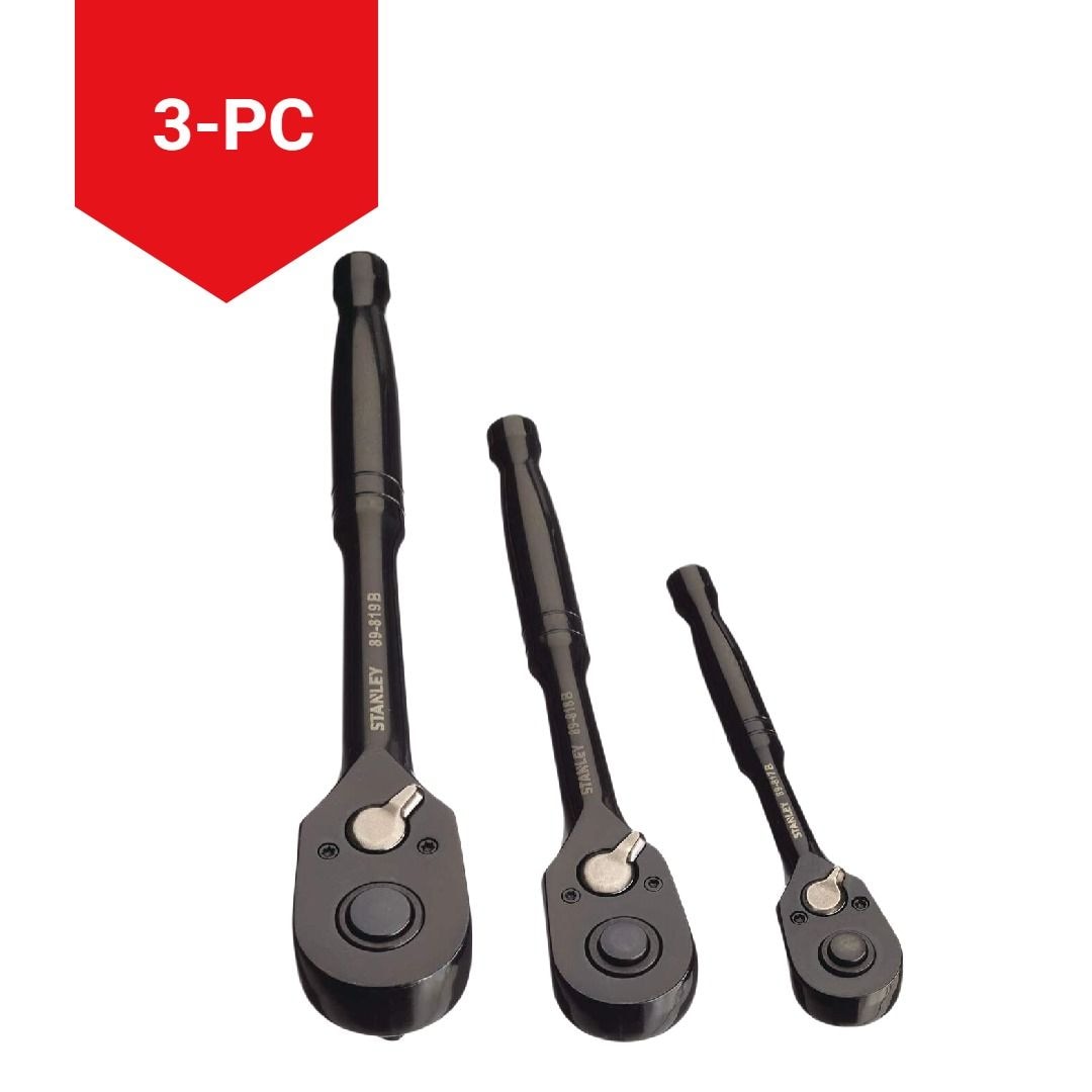 Stanley Professional Grade Black Chrome Ratchet Set, 3-pc