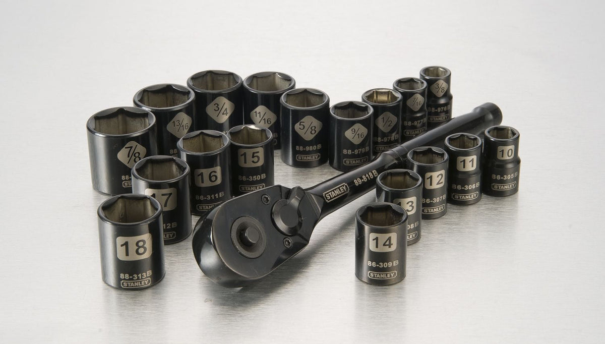 Stanley Professional Grade Black Chrome Socket Set, 19-pc, SAE/Metric