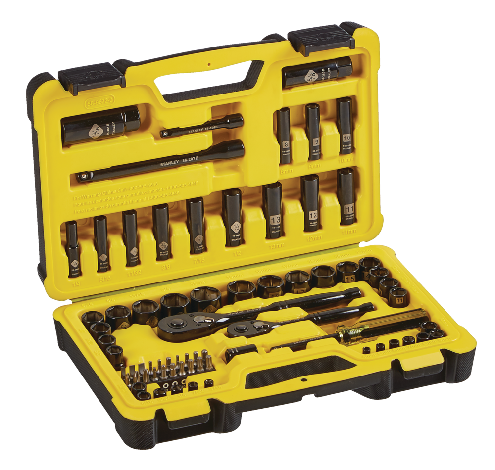 Stanley Professional Grade Black Chrome Socket Set, 70-pc, SAE/Metric