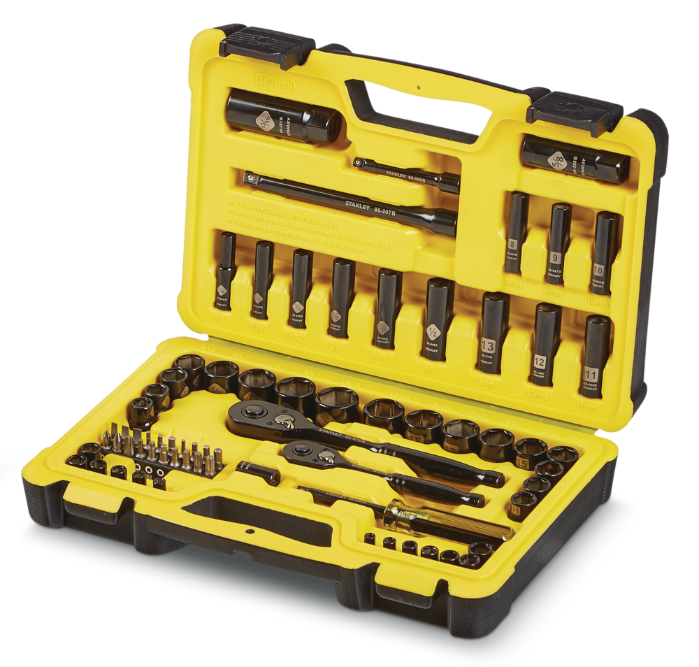 Stanley Professional Grade Black Chrome Socket Set, 70-pc, SAE/Metric