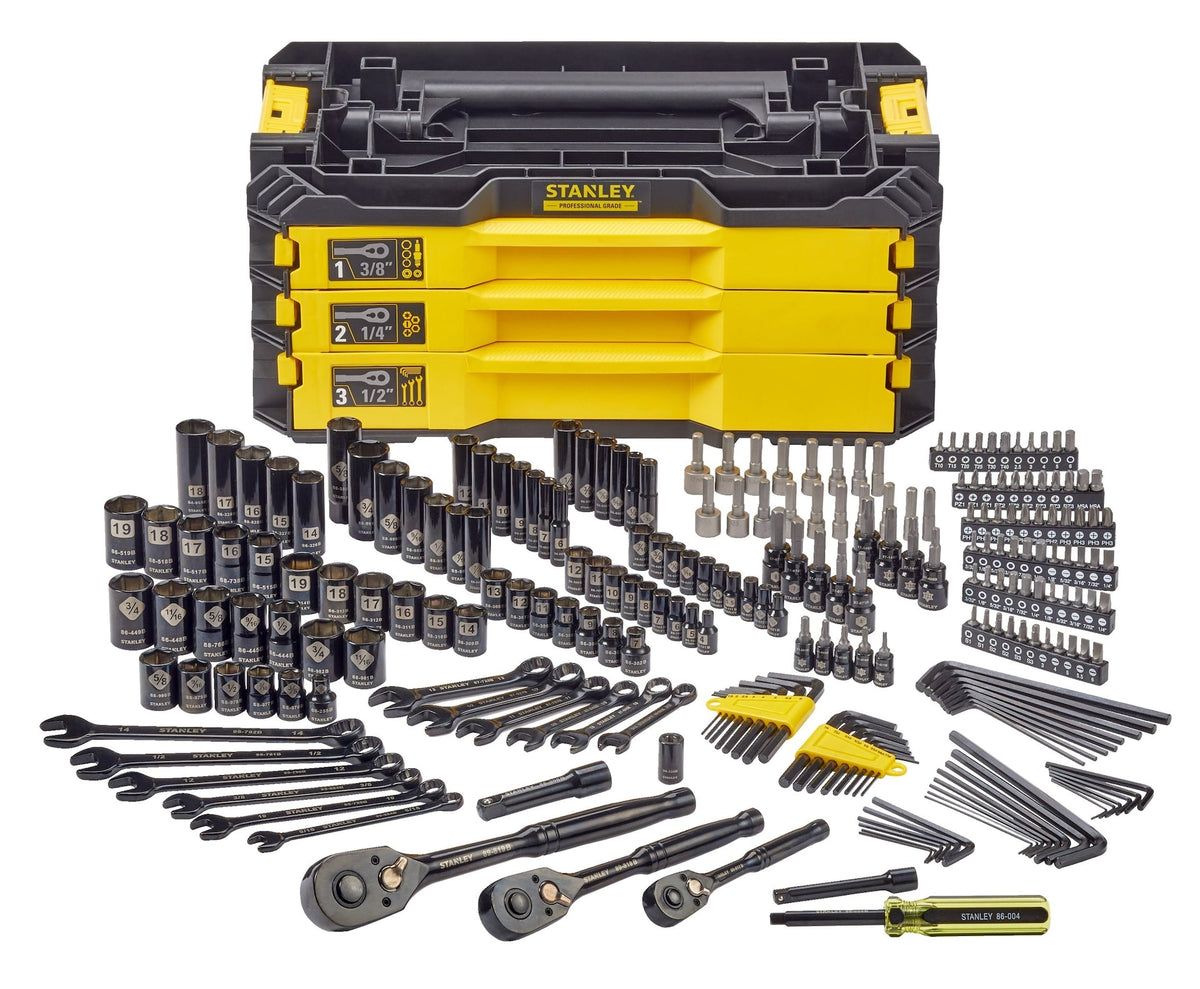 Stanley Professional Grade Black Chrome Socket Set, SAE/Metric, 236-pc