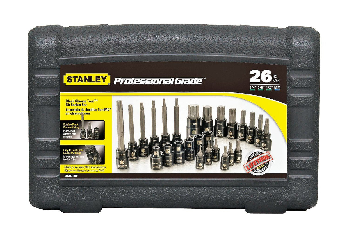 Stanley Professional Grade Black Chrome Torx Bit Socket Set, 26-pc, SAE/Metric