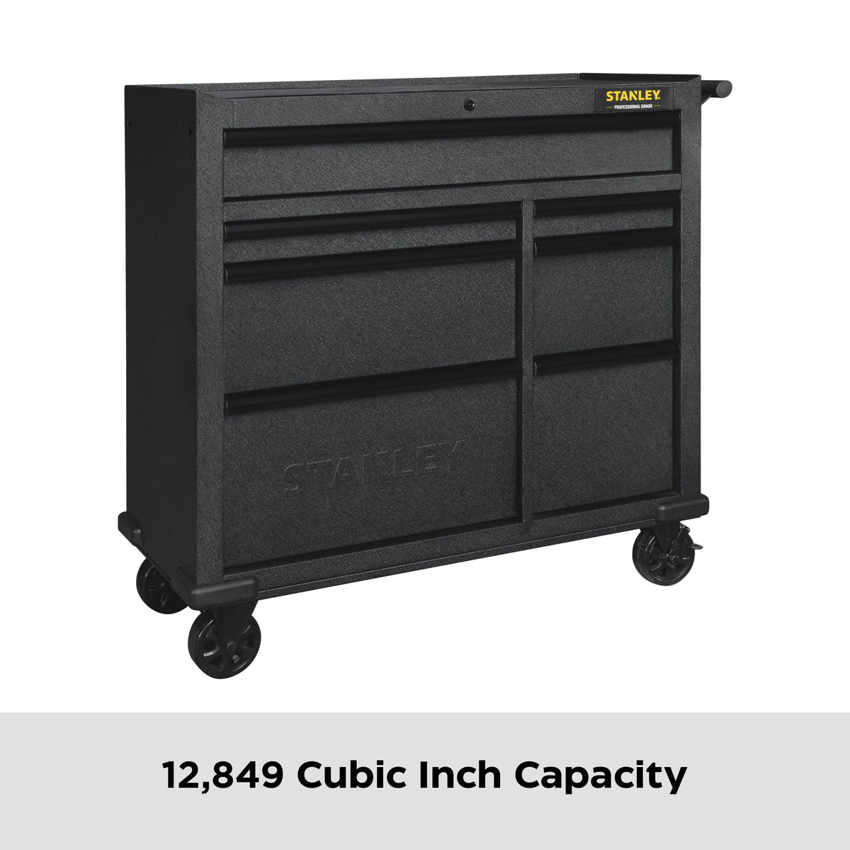 Stanley Rolling Tool Storage Cabinet with 7 Drawers, Power Bar with USB, Black, 42-in