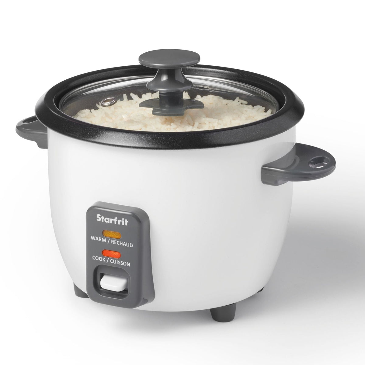 Starfrit 300W 6-Cup White Rice Cooker with Steam Basket