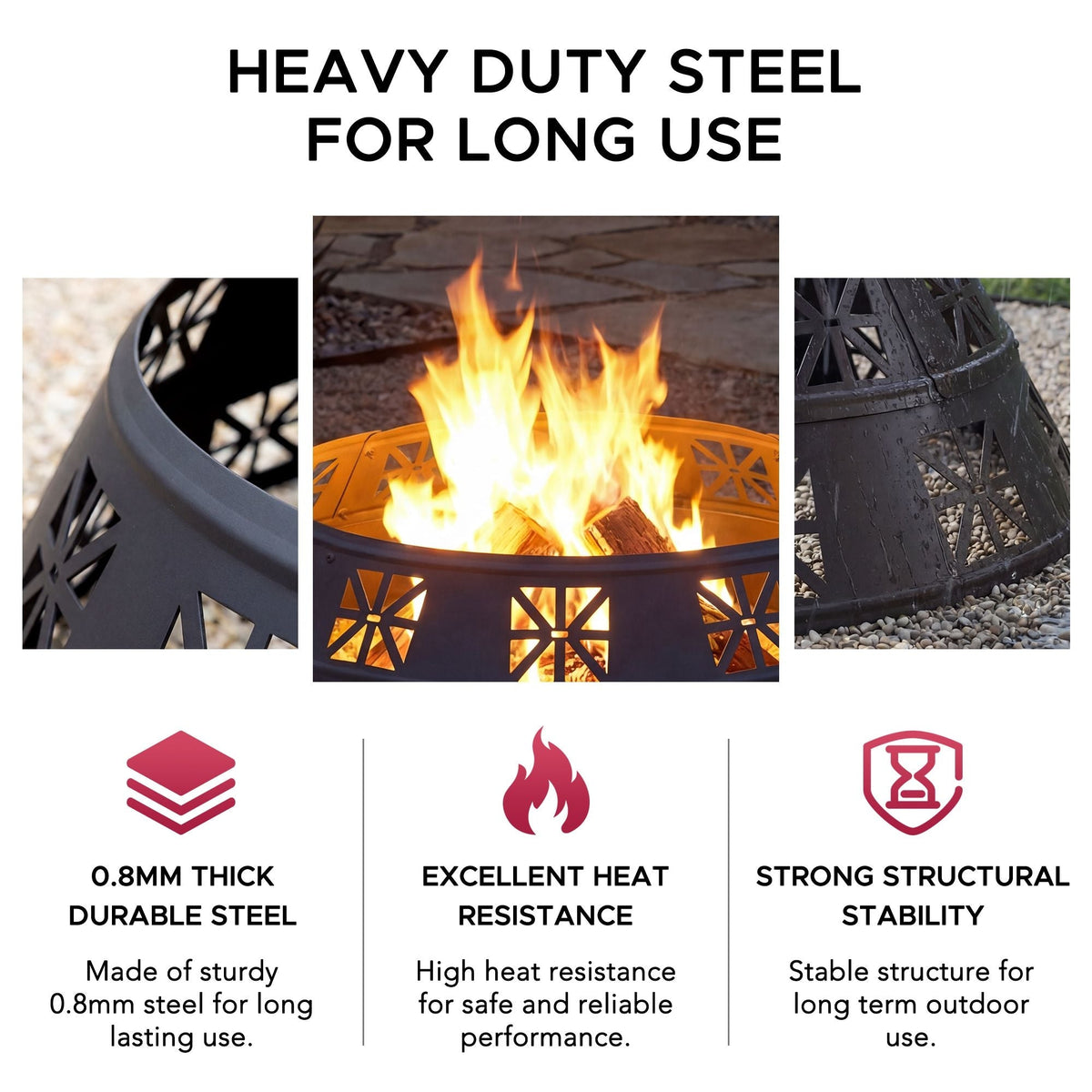 Sunjoy Shelton Fire Ring, Black