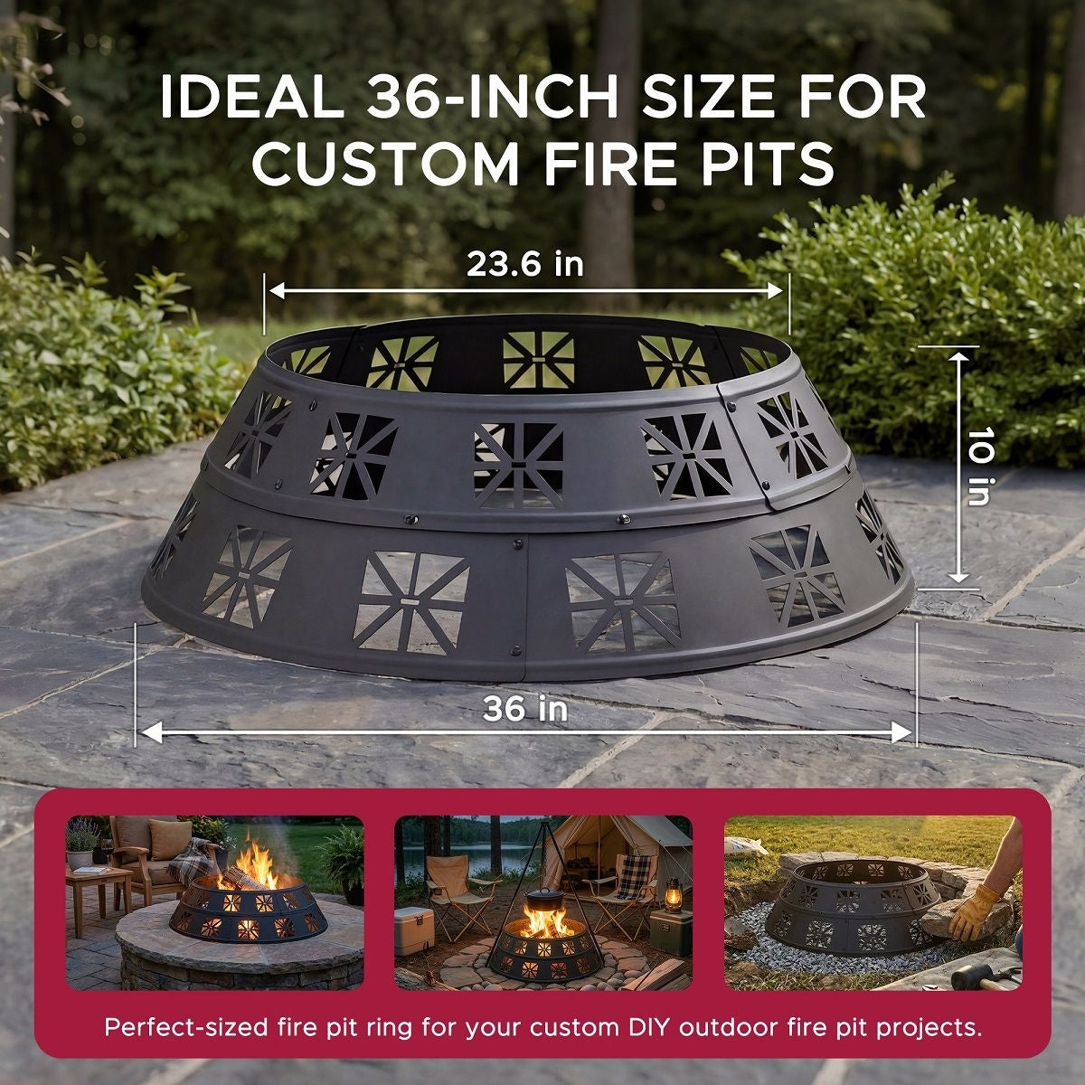 Sunjoy Shelton Fire Ring, Black