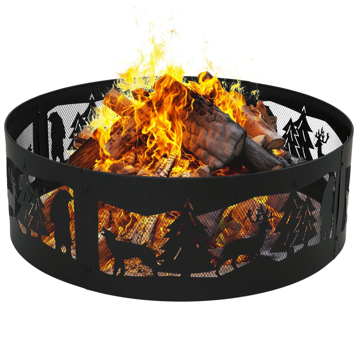 Sunnydaze Decor Forest Wilderness Fire Ring, 36-in