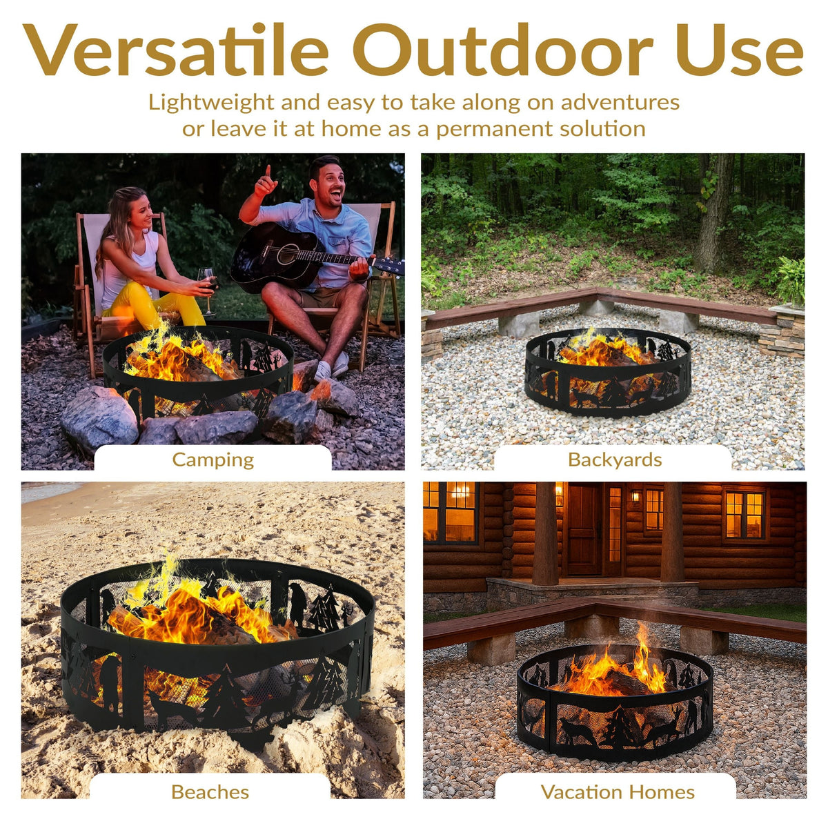 Sunnydaze Decor Forest Wilderness Fire Ring, 36-in