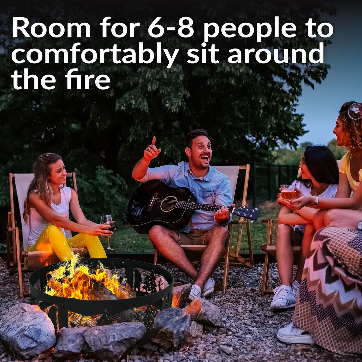Sunnydaze Decor Forest Wilderness Fire Ring, 36-in