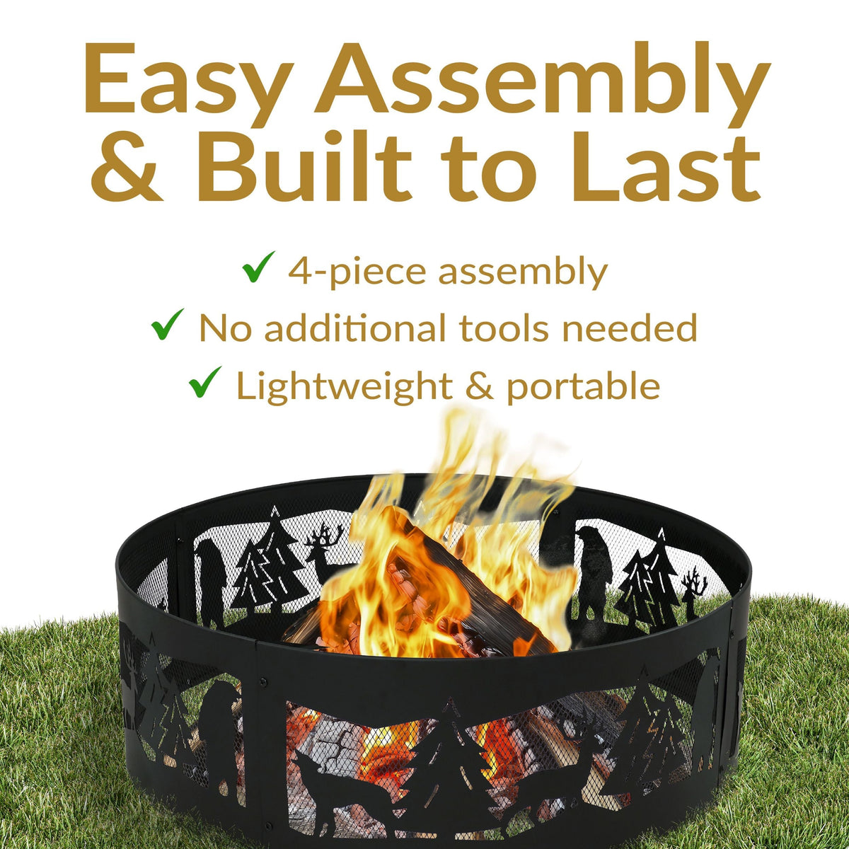 Sunnydaze Decor Forest Wilderness Fire Ring, 36-in
