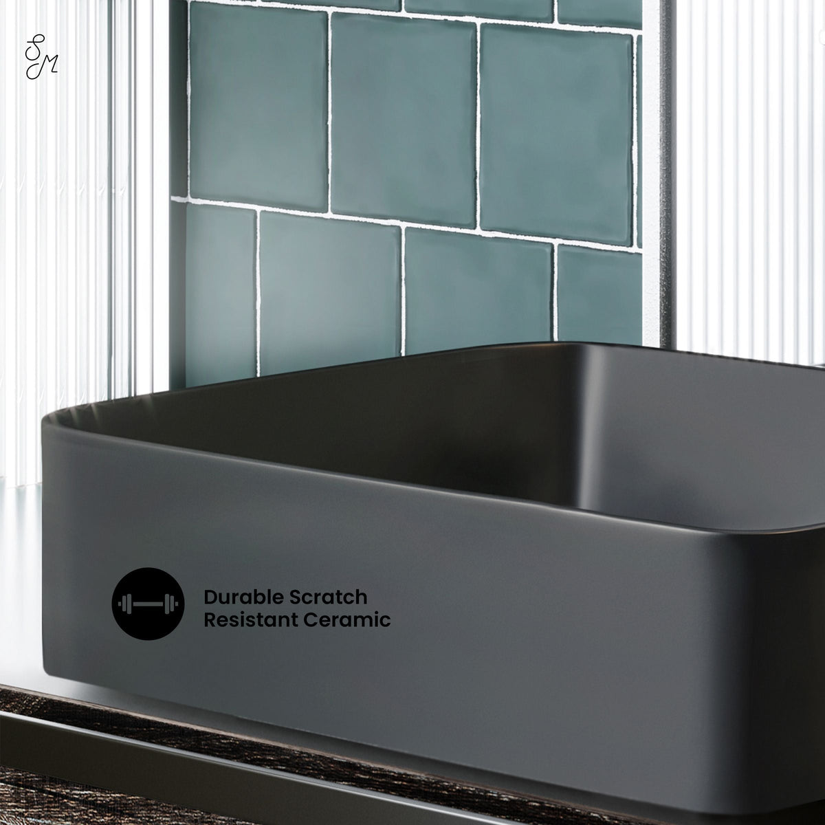 Swiss Madison Concorde Rectangle Ceramic Vessel Sink, Matte Black