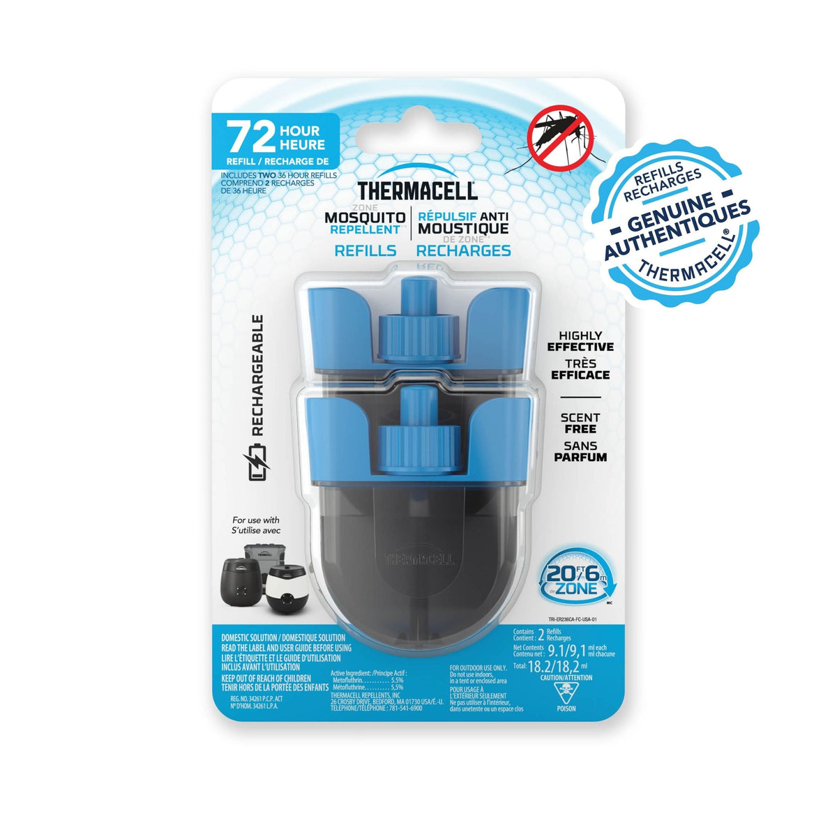 Thermacell E-ZoneGuard Rechargeable Mosquito Repellent Refill 72-Hour Pack