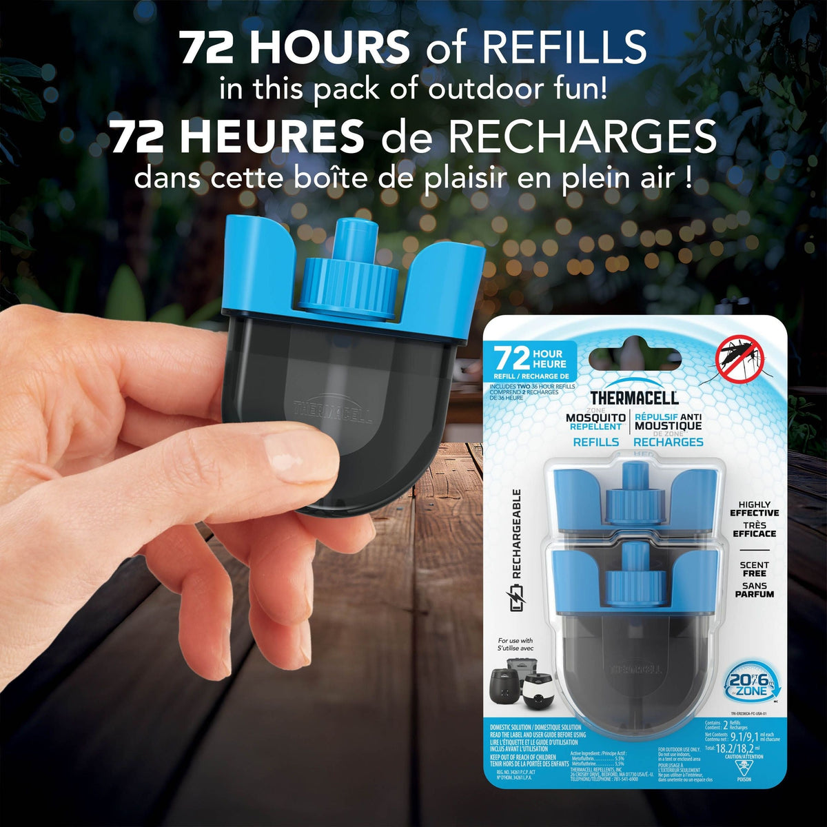 Thermacell E-ZoneGuard Rechargeable Mosquito Repellent Refill 72-Hour Pack