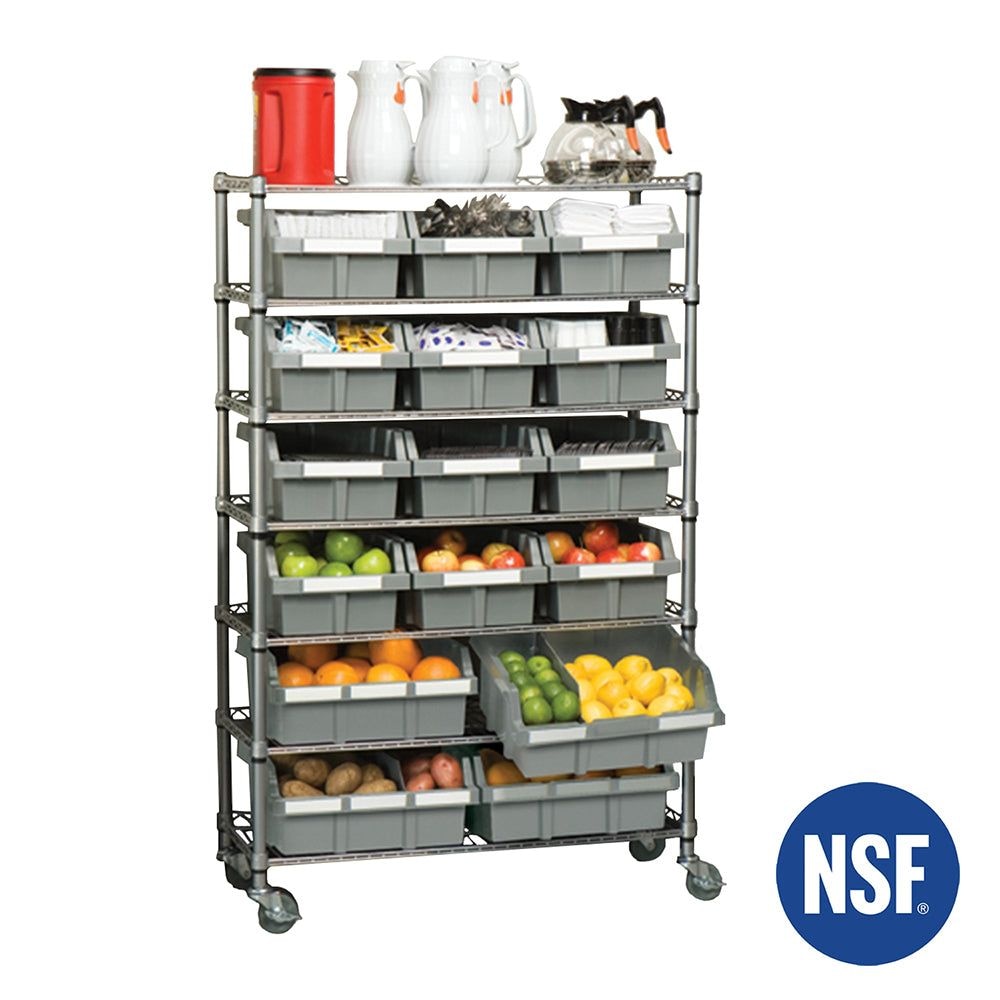 Vancouver Classics 7-Tier NSF 16-Bin Rack Shelving, 36-in x 14-in x 56-in