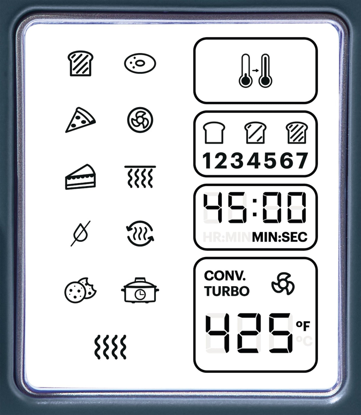 Vida by PADERNO Digital Multi-Functional Air Fryer Toaster Oven with 11 Pre-Set Functions, Bluefin, 6-Slices