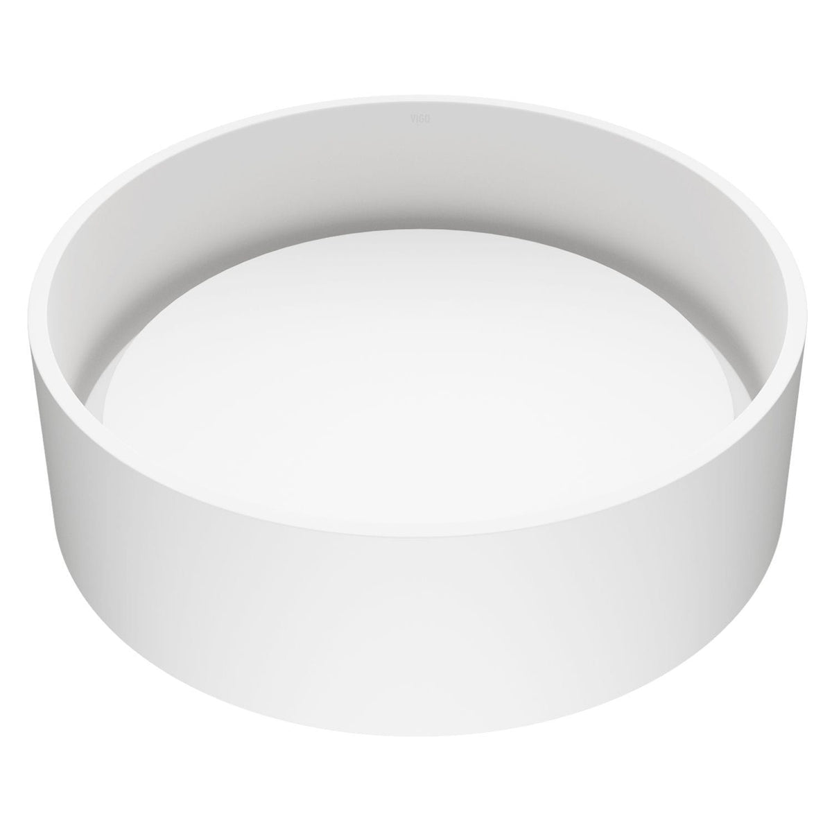 VIGO Anvil Matte Stone Round Composite Vessel Bathroom Sink/Basin with Deep Bowl, White