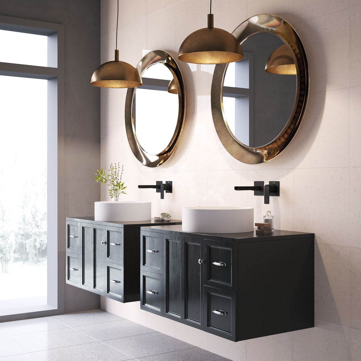 VIGO Anvil Matte Stone Round Composite Vessel Bathroom Sink/Basin with Deep Bowl, White