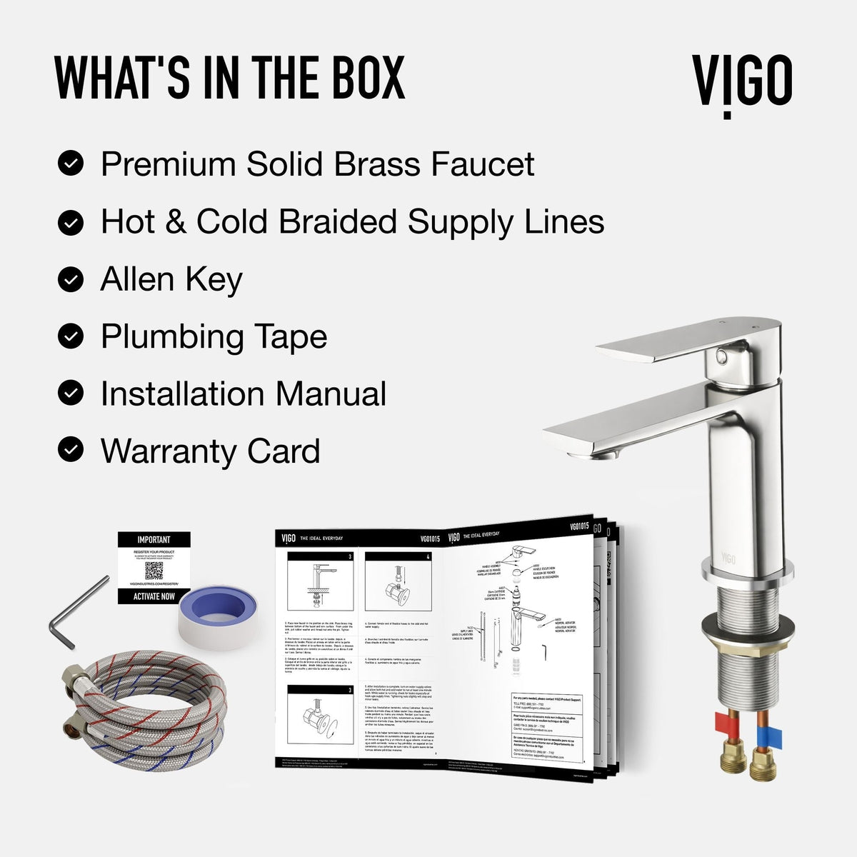 VIGO Davidson Single Handle Single Hole Bathroom Sink Faucet, WaterSense Certified, Chrome