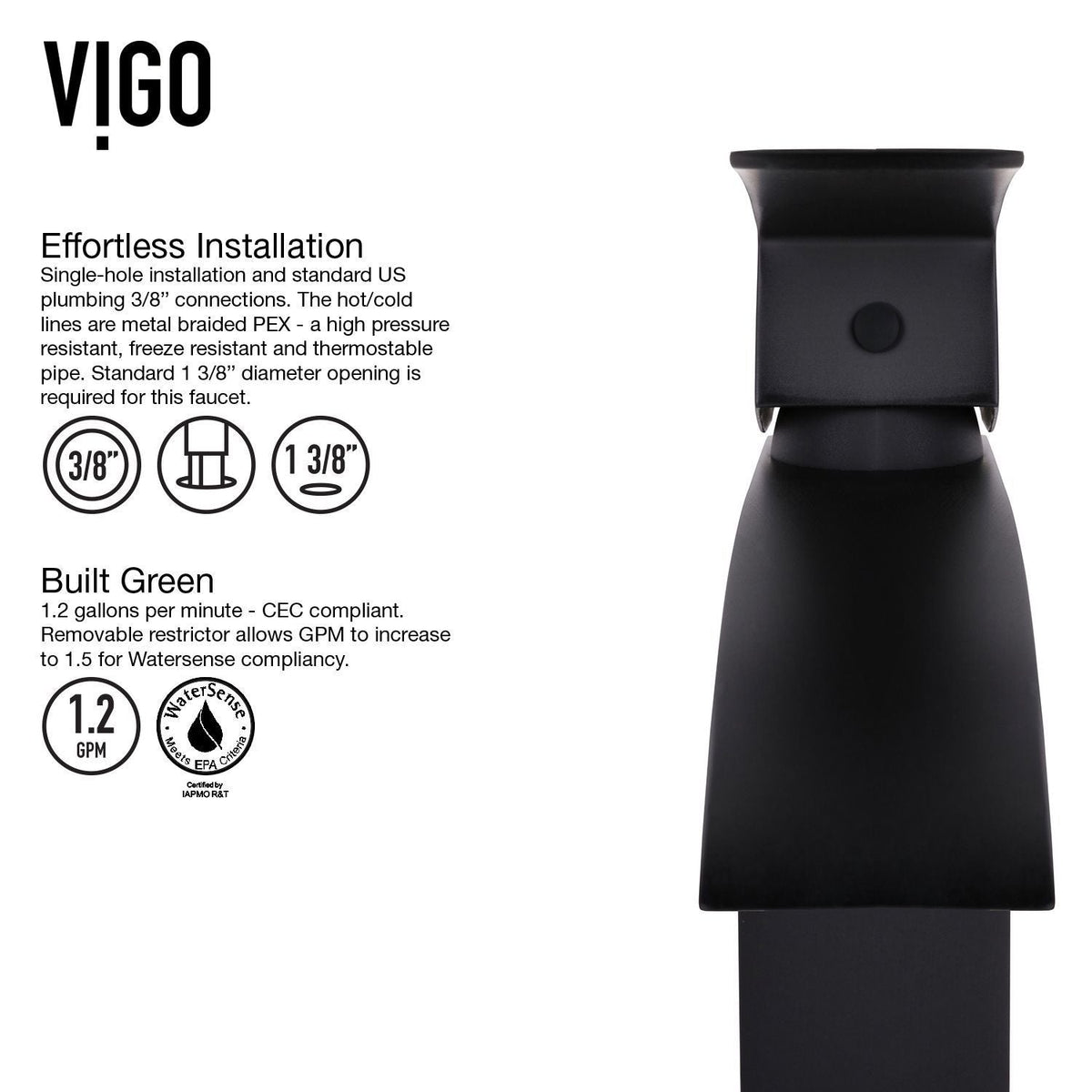 VIGO Duris Single Handle Vessel Sink Bathroom Faucet with Deck Plate, Matte Black