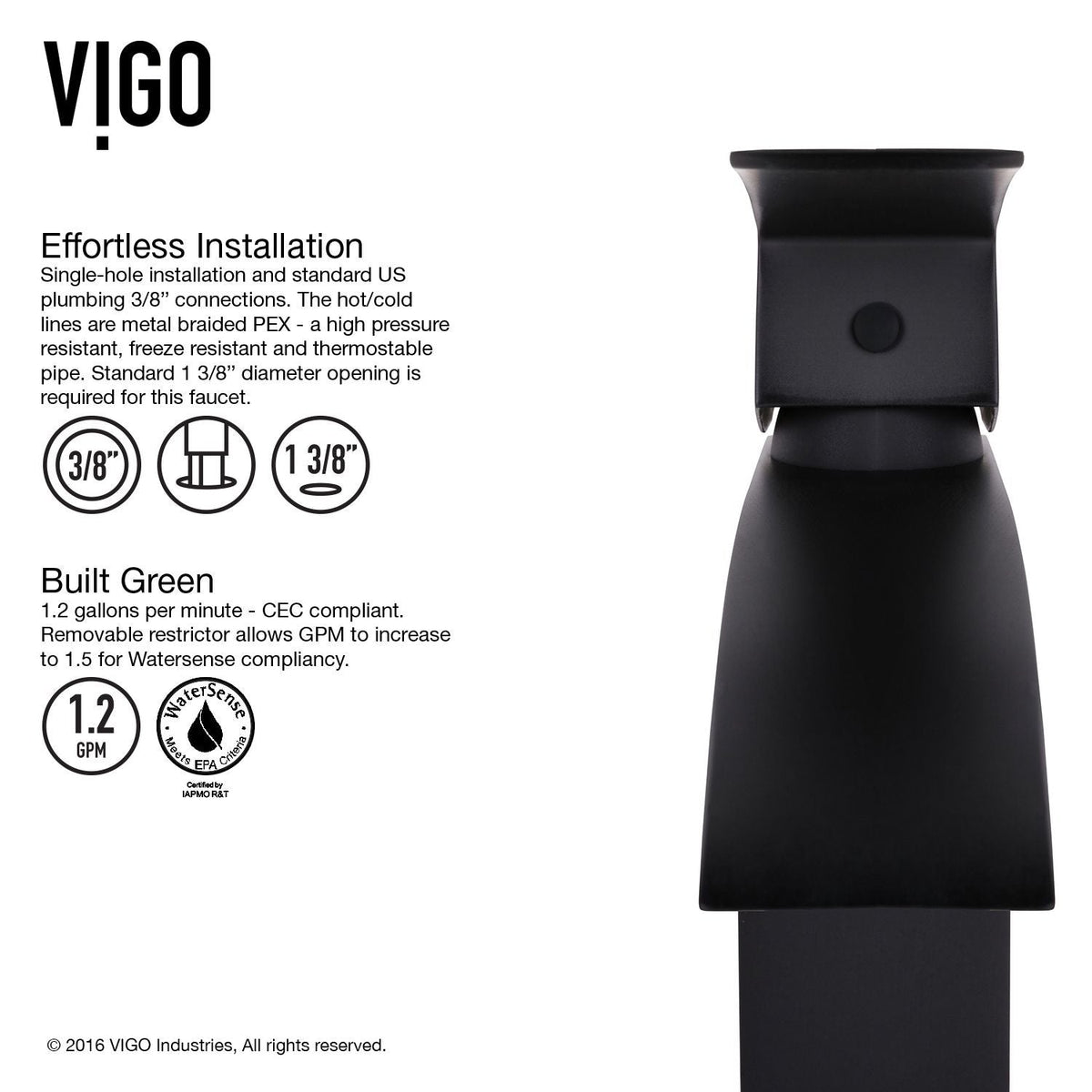 VIGO Duris Single Handle Vessel Sink Bathroom Faucet with Deck Plate, Matte Black
