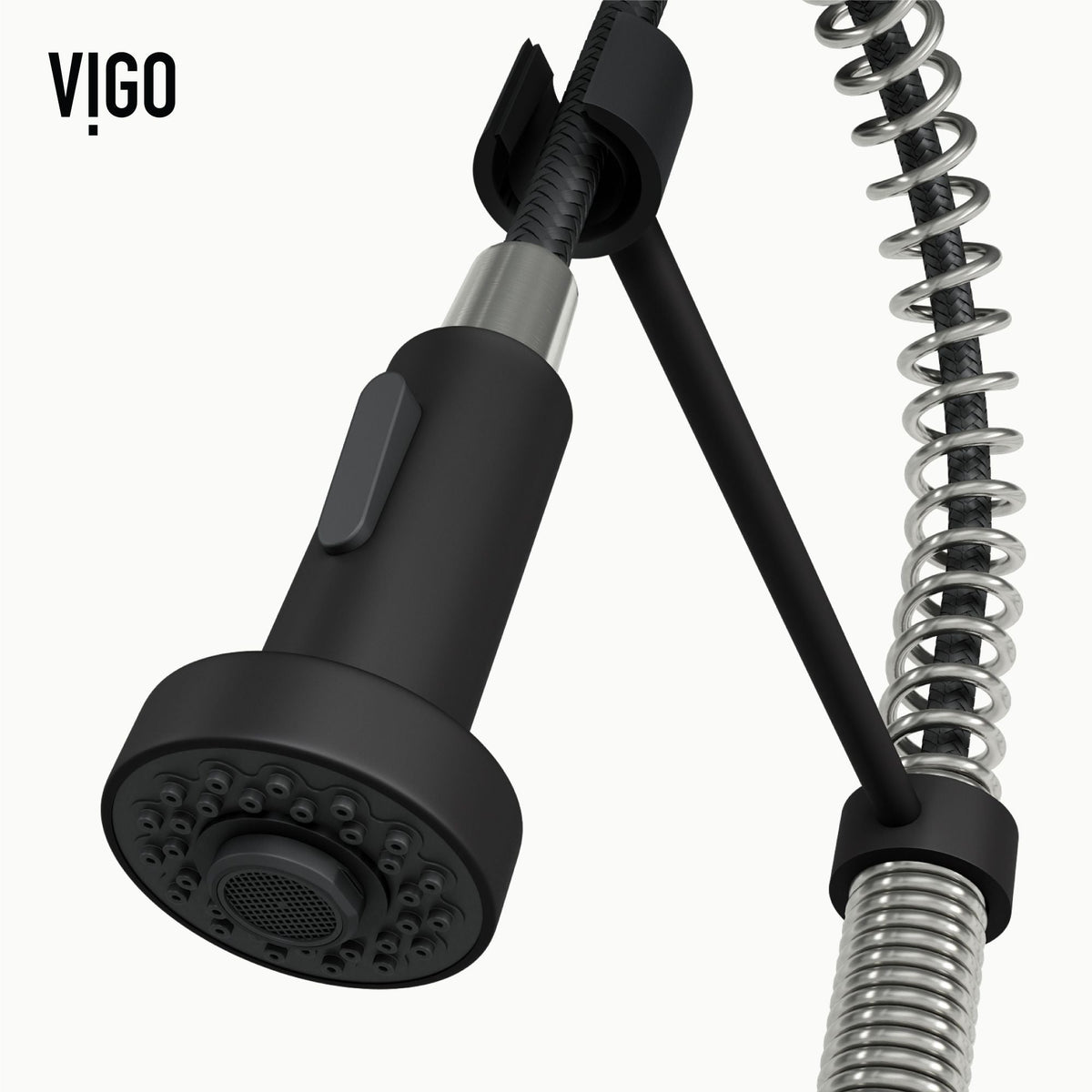 VIGO Edison Single Handle Pull Down Kitchen Faucet, Stainless Steel/Matte Black