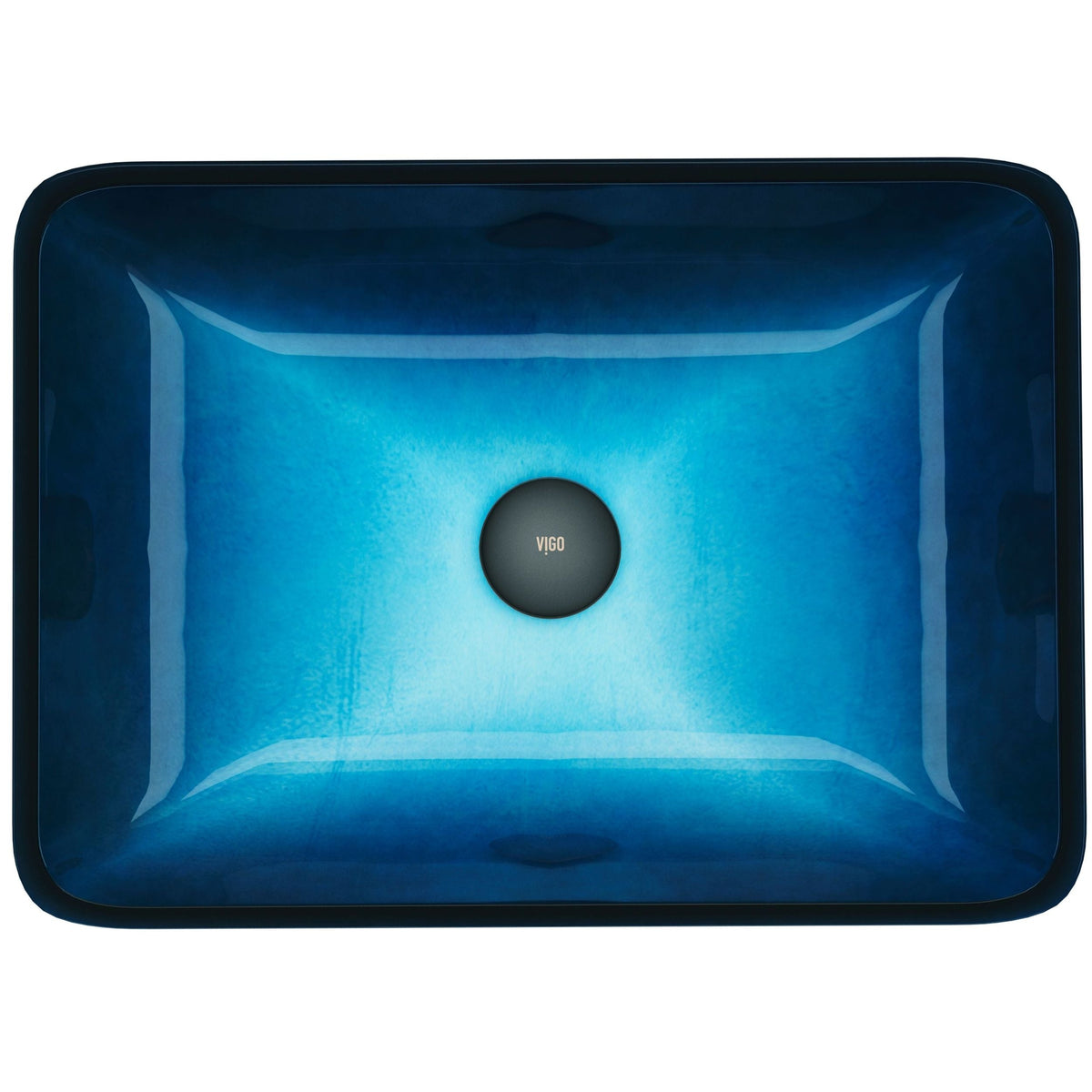 VIGO Glass Rectangular Vessel Bathroom Sink/Basin, Turquoise