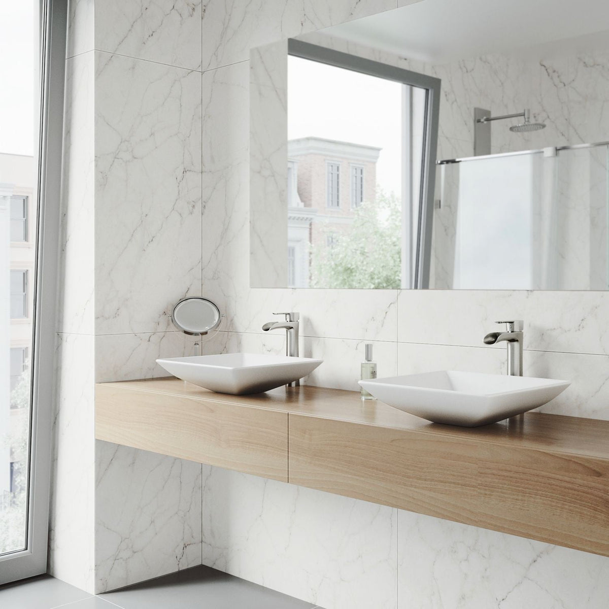 VIGO Hibiscus Matte Stone Round Vessel Bathroom Sink/Basin, Above-Counter Installation, White