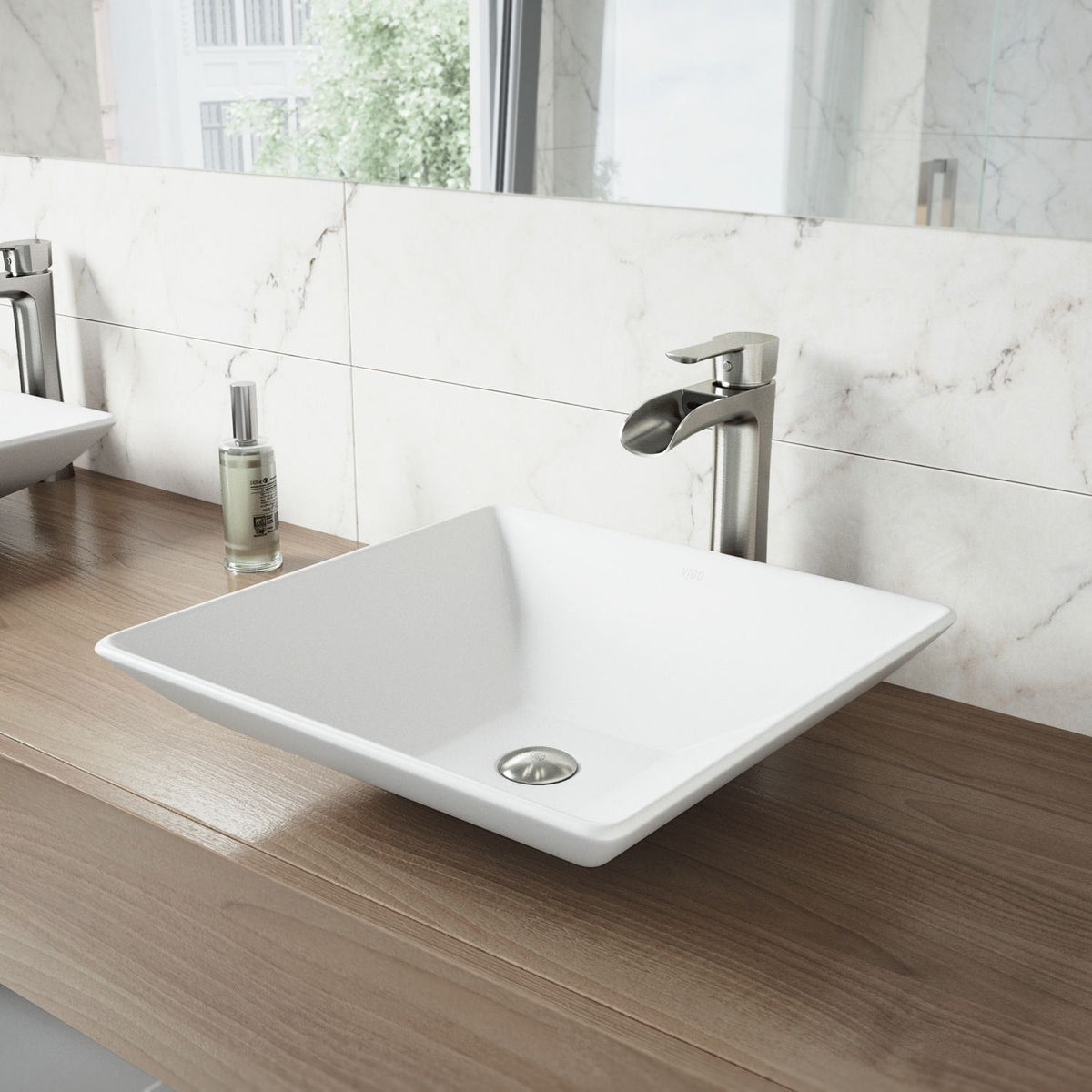 VIGO Hibiscus Matte Stone Round Vessel Bathroom Sink/Basin, Above-Counter Installation, White